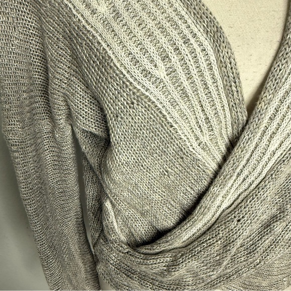 Soft Surroundings Wrap Around‎ Linen Sweater Gray White Womens - Picture 3 of 8